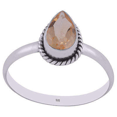 Alluring Wire Work Around Citrine Pear Shape 925 Sterling Solid Silver Ring - R1000267-4