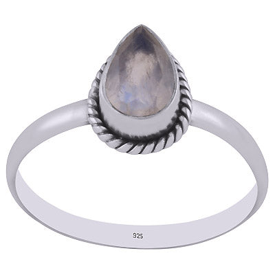 Alluring Wire Work Around Rainbow Moonstone Pear Shape 925 Sterling Solid Silver Ring - R1000267-5