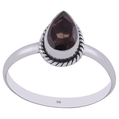 Alluring Wire Work Around Smoky Topaz Pear Shape 925 Sterling Solid Silver Ring - R1000267-7