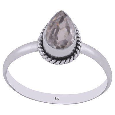 Alluring Wire Work Around White Cubic Zirconia Pear Shape 925 Sterling Solid Silver Ring - R1000267-9