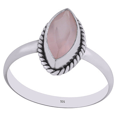Stunning Wire Work Around Rose Quartz Marquise Shape 925 Sterling Solid Silver Ring - R1000269-12