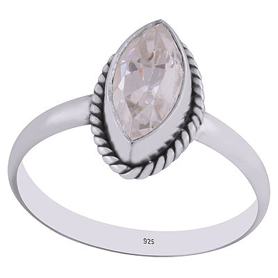 Stunning Wire Work Around White Cubic Zirconia Marquise Shape 925 Sterling Solid Silver Ring - R1000269-8