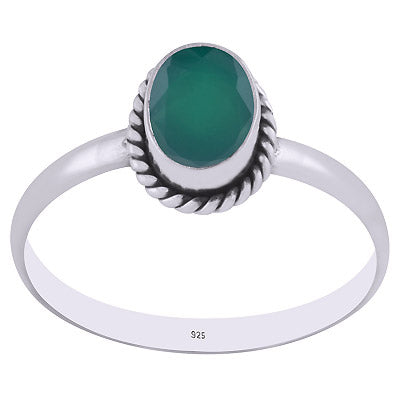 Gorgeous Wire Work Around Green Onyx Oval Shape 925 Sterling Solid Silver Ring - R1000289-14