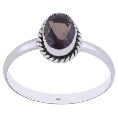 Gorgeous Wire Work Around Smoky Topaz Oval Shape 925 Sterling Solid Silver Ring - R1000289-7