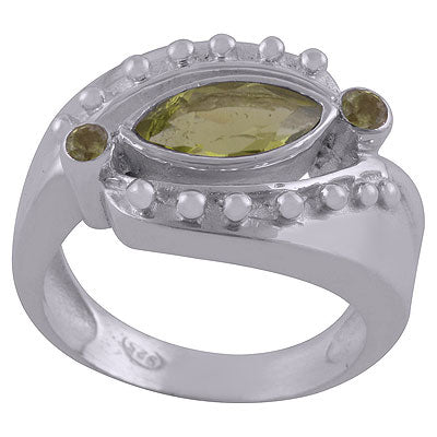 Gorgeous Rawa Work Around Peridot Round,Marquise Shape 925 Sterling Solid Silver Ring - R1000362-41