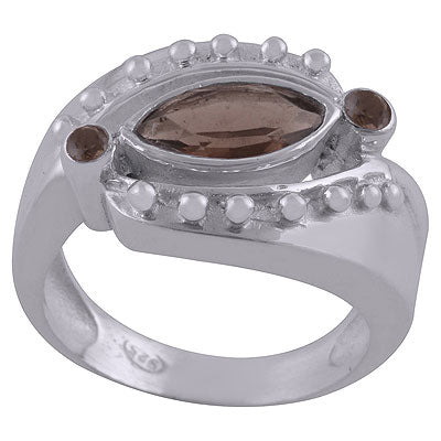 Gorgeous Rawa Work Around Smoky Topaz Round,Marquise Shape 925 Sterling Solid Silver Ring - R1000362-51