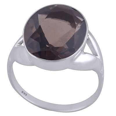 Gorgeous Split Work Around Smoky Topaz Oval Shape 925 Sterling Solid Silver Ring - R1000388-17