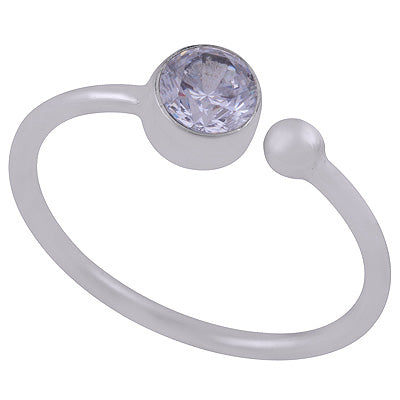 Beautifully Minimal Designed White Cubic Zirconia Round Shape 925 Sterling Solid Silver Ring - R1000399-67