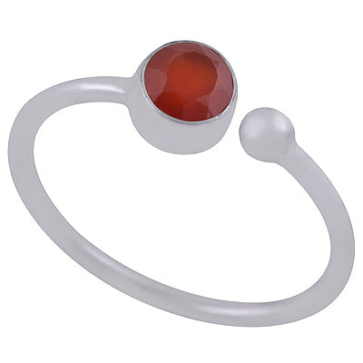 Beautifully Minimal Designed Carnelian Round Shape 925 Sterling Solid Silver Ring - R1000399-74