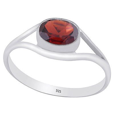 Gorgeous Split Shank Around Garnet Oval Shape 925 Sterling Solid Silver Ring - R1000401-2
