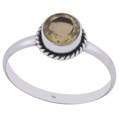 Beautiful Wire Work Around Lemon Topaz Round Shape 925 Sterling Solid Silver Ring - R1000423-5