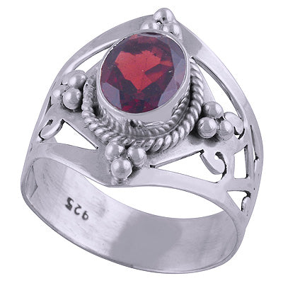 Hancrafted Gorgeous Garnet Oval Shape 925 Sterling Solid Silver Ring - R1000438-42