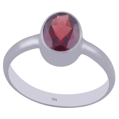 Beautifully Seated Gemston Garnet Oval Shape 925 Sterling Solid Silver Ring - R1000446-2