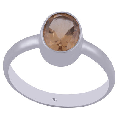 Beautifully Seated Gemston Citrine Oval Shape 925 Sterling Solid Silver Ring - R1000446-3