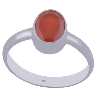 Beautifully Seated Gemston Carnelian Oval Shape 925 Sterling Solid Silver Ring - R1000446-8