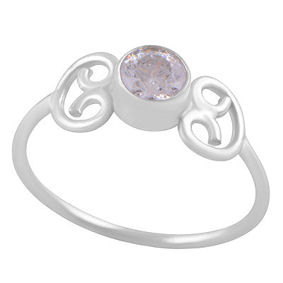 Gorgeous Work Around White Cubic Zirconia Round Shape 925 Sterling Solid Silver Ring - main product photo (R1000468-112)