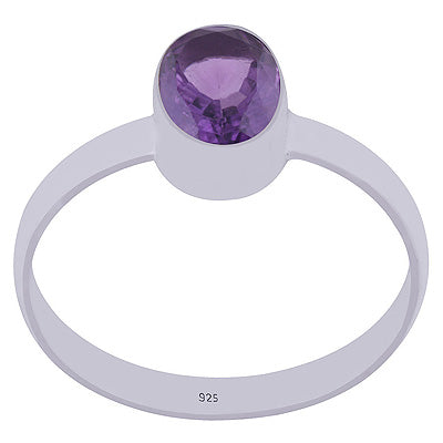Stunning Plain Amethyst Oval Shape 925 Sterling Solid Silver Ring - R1000470-11