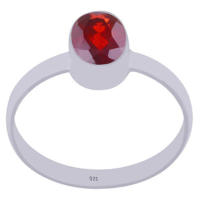 Stunning Plain Garnet Oval Shape 925 Sterling Solid Silver Ring - R1000470-12