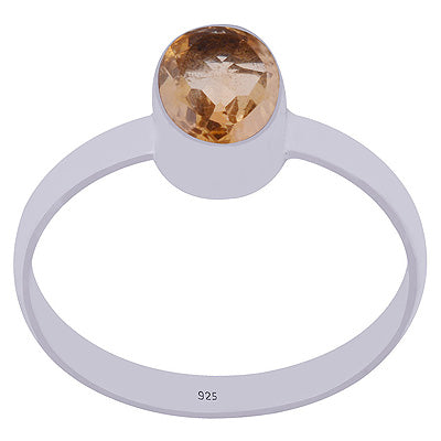 Stunning Plain Citrine Oval Shape 925 Sterling Solid Silver Ring - R1000470-14