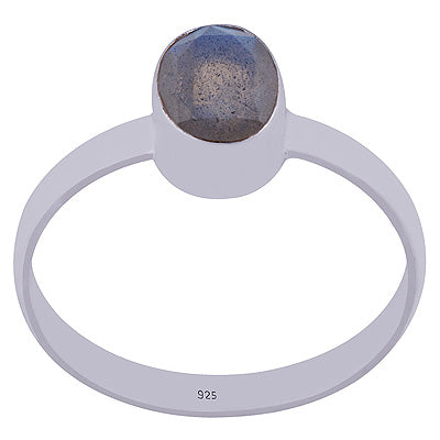 Stunning Plain Labradorite Oval Shape 925 Sterling Solid Silver Ring - R1000470-16