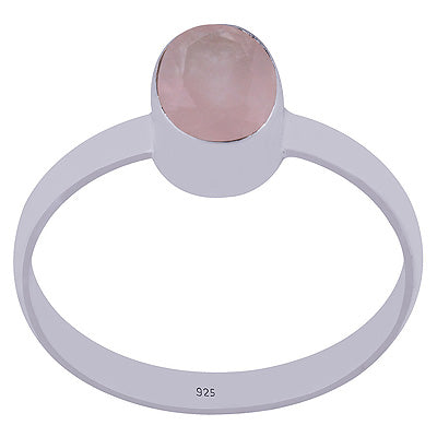 Stunning Plain Rose Quartz Oval Shape 925 Sterling Solid Silver Ring - R1000470-20