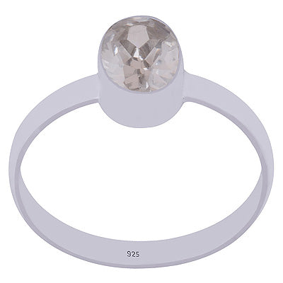 Stunning Plain White Cubic Zirconia Oval Shape 925 Sterling Solid Silver Ring - R1000470-21