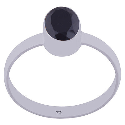 Stunning Plain Black Onyx Oval Shape 925 Sterling Solid Silver Ring - R1000470-22