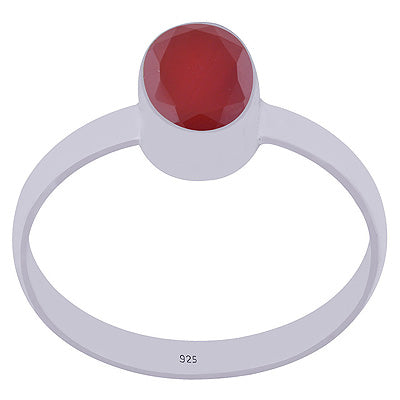 Stunning Plain Carnelian Oval Shape 925 Sterling Solid Silver Ring - R1000470-60