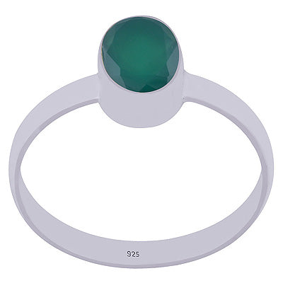 Stunning Plain Green Onyx Oval Shape 925 Sterling Solid Silver Ring - R1000470-61