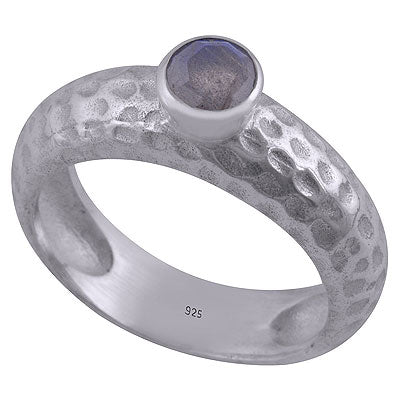 Gorgeous Texture Around Labradorite Round Shape 925 Sterling Solid Silver Ring - R1000475-60