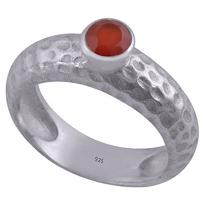 Gorgeous Texture Around Carnelian Round Shape 925 Sterling Solid Silver Ring - R1000475-69
