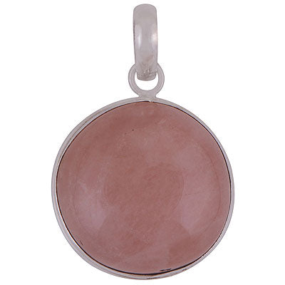 Beautiful Handcrafted Work Around Rose Quartz Round Shape 925 Sterling Solid Silver Pendants - R100054-12