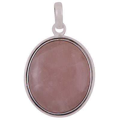 Beautiful Handcrafted Work Around Rose Quartz Oval Shape 925 Sterling Solid Silver Pendants - R100054-2