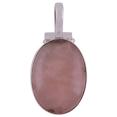 Beautiful Handcrafted Work Around Rose Quartz Oval Shape 925 Sterling Solid Silver Pendants - R100054-3