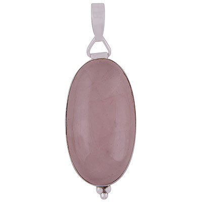 Beautiful Handcrafted Work Around Rose Quartz Oval Shape 925 Sterling Solid Silver Pendants - R100054-4