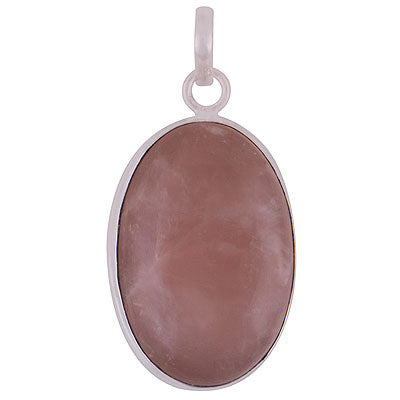 Beautiful Handcrafted Work Around Rose Quartz Oval Shape 925 Sterling Solid Silver Pendants - R100054-5