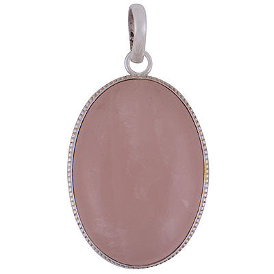 Beautiful Handcrafted Work Around Rose Quartz Oval Shape 925 Sterling Solid Silver Pendants - R100054-8