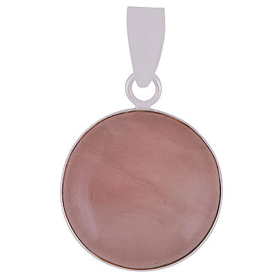Beautiful Gemstone Rose Quartz Round Shape 925 Sterling Solid Silver Pendants - R100055-2
