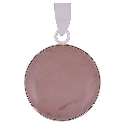 Beautiful Gemstone Rose Quartz Round Shape 925 Sterling Solid Silver Pendants - R100055-5