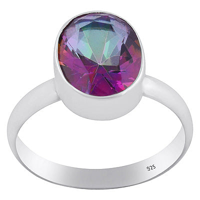 Gorgeous Handcrafted With Gemstone Mystic Topaz Oval Shape 925 Sterling Solid Silver Ring - R1000554-1
