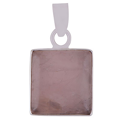 Stunning Statement Rose Quartz Square Shape 925 Sterling Solid Silver Pendants - R100056-1