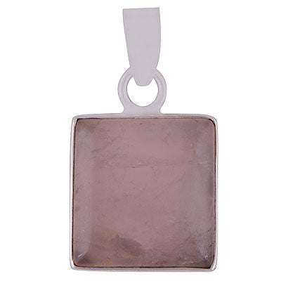 Stunning Statement Rose Quartz Square Shape 925 Sterling Solid Silver Pendants - R100056-3