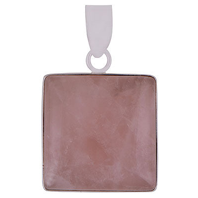 Stunning Statement Rose Quartz Square Shape 925 Sterling Solid Silver Pendants - R100056-7