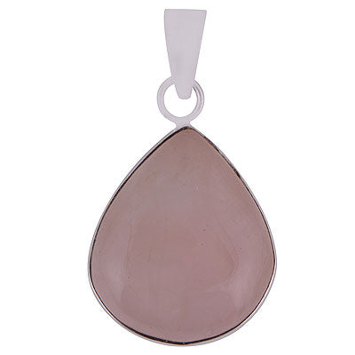 Beautiful Plain Collet Rose Quartz Pear Shape 925 Sterling Solid Silver Pendants - main product photo (R100057-18)