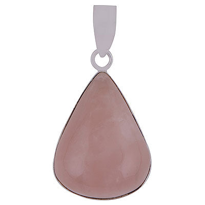 Beautiful Plain Collet Rose Quartz Pear Shape 925 Sterling Solid Silver Pendants - main product photo (R100057-19)