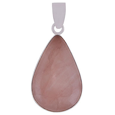 Beautiful Plain Collet Rose Quartz Pear Shape 925 Sterling Solid Silver Pendants - main product photo (R100057-22)