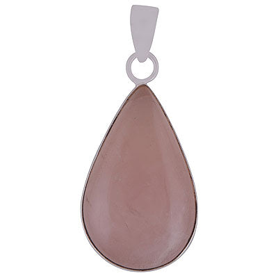 Beautiful Plain Collet Rose Quartz Pear Shape 925 Sterling Solid Silver Pendants - main product photo (R100057-23)