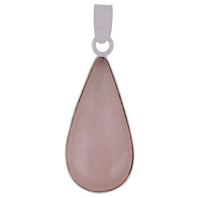 Beautiful Plain Collet Rose Quartz Pear Shape 925 Sterling Solid Silver Pendants - main product photo (R100057-24)