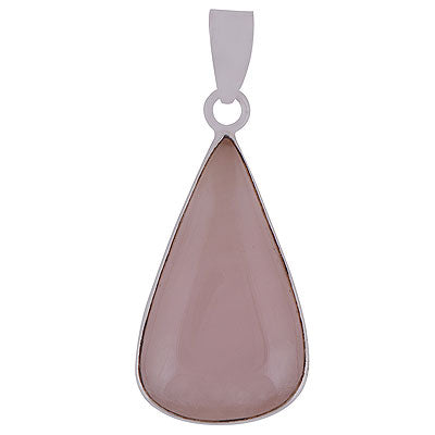 Beautiful Plain Collet Rose Quartz Pear Shape 925 Sterling Solid Silver Pendants - main product photo (R100057-25)