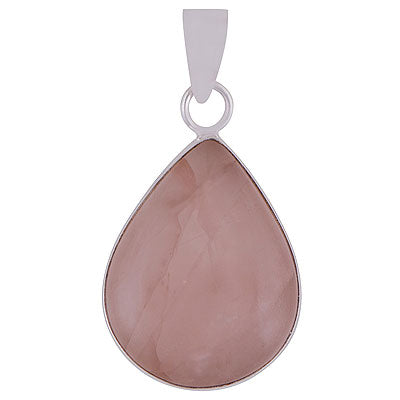 Beautiful Plain Collet Rose Quartz Pear Shape 925 Sterling Solid Silver Pendants - main product photo (R100057-26)